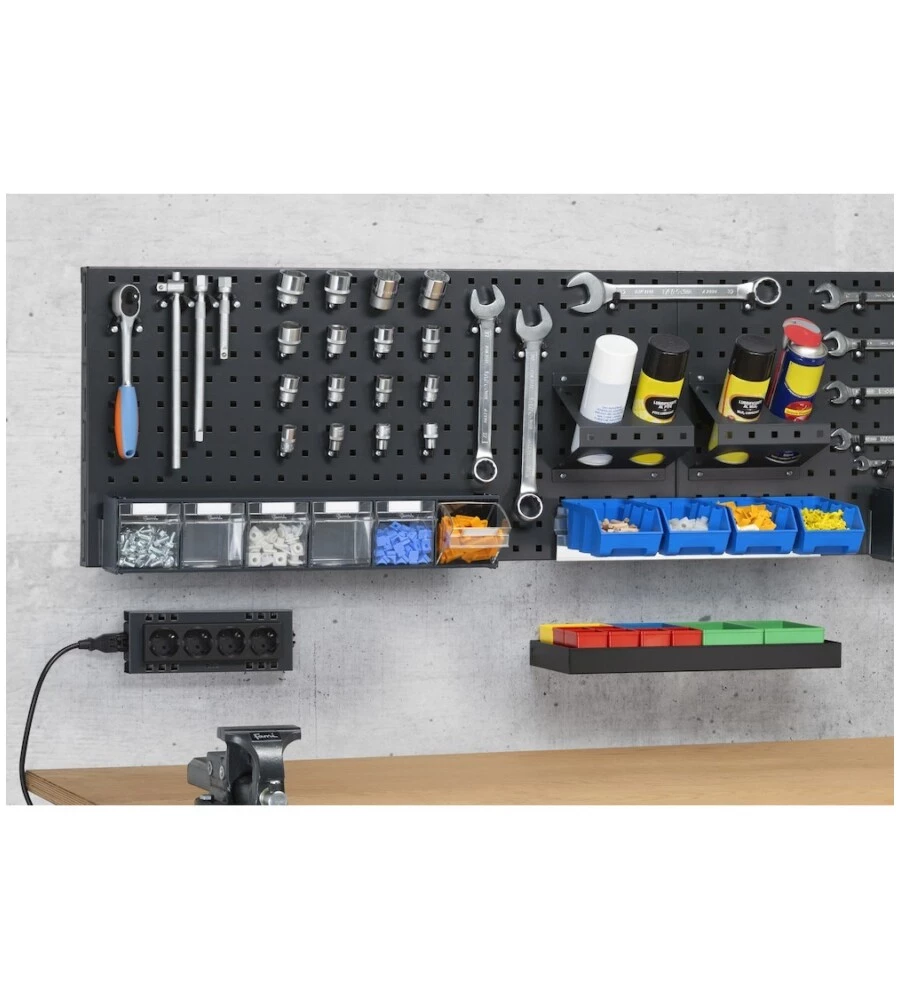 Kit 2 pannelli forati fami "linea 391" per banco da lavoro in lamiera antracite 95x40x45,6 cm
