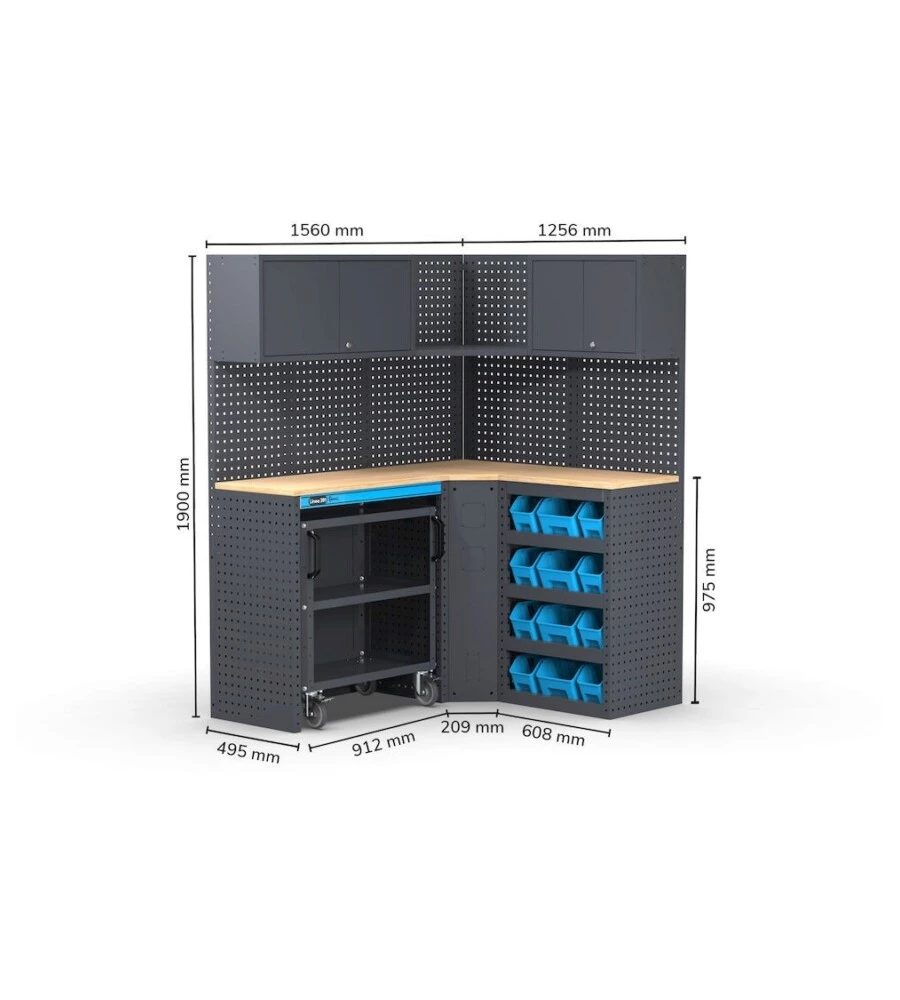 Moduli per garage fami 'linea 391' angolare in lamiera antracite 156+125,6x495x190 cm
