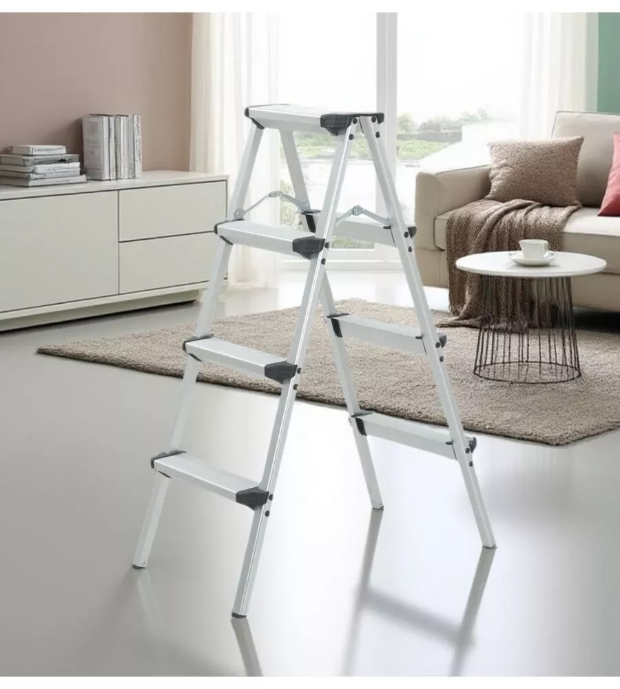 SCALA PIEGHEVOLE EASY SYSTEM IN ALLUMINIO CON 4 GRADINI PORTATA 150 KG