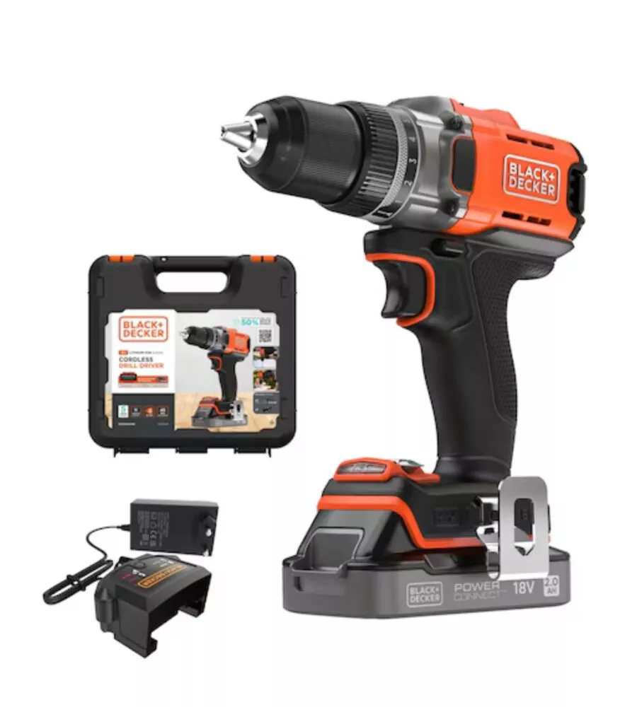 Kit trapano avvitatore a batteria black+decker "bcd383d2xk-qw" batteria inclusa 18v