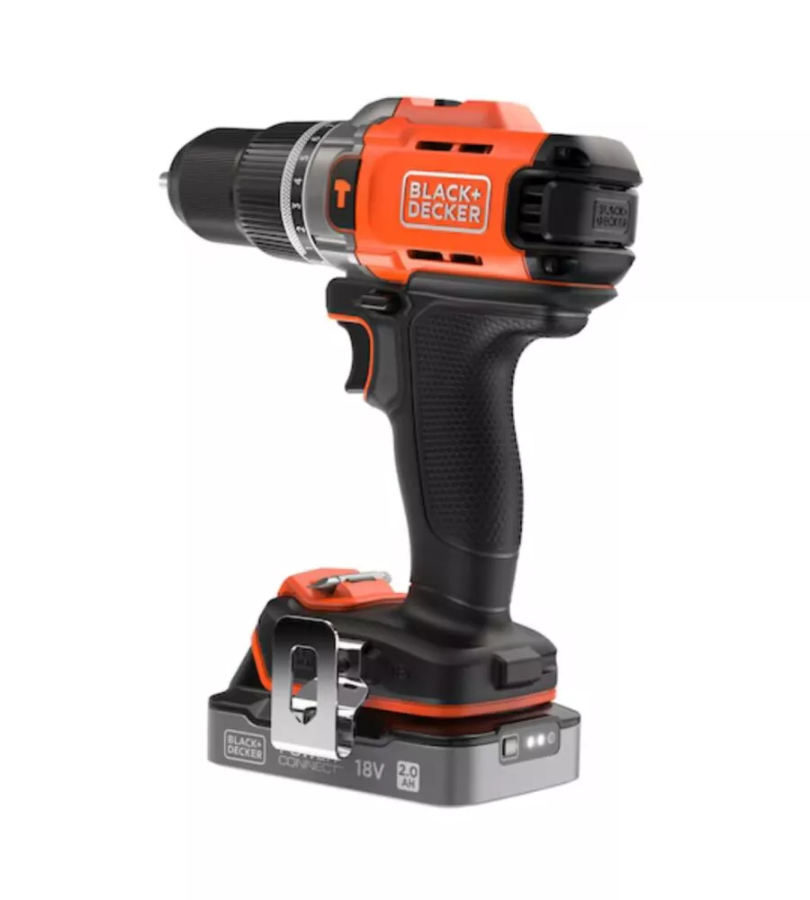 Kit valigetta trapano avvitatore a percussione a batteria black+decker "bcd383d2xk-qw" 2 batterie 18v