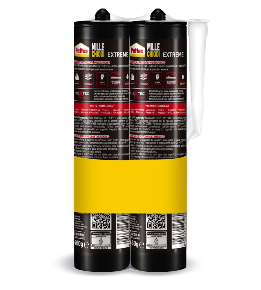 Adesivo di montaggio monocomponente flessibile pattex "millechiodi" 2x460g