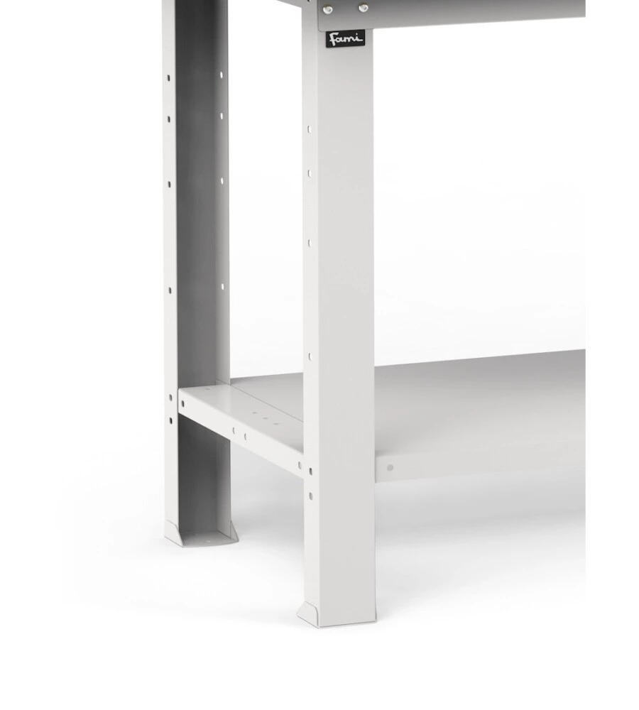 Banco da lavoro garage fisso fami "work" in legno di faggio e lamiera grigio chiaro 102,4x75x88,2 cm