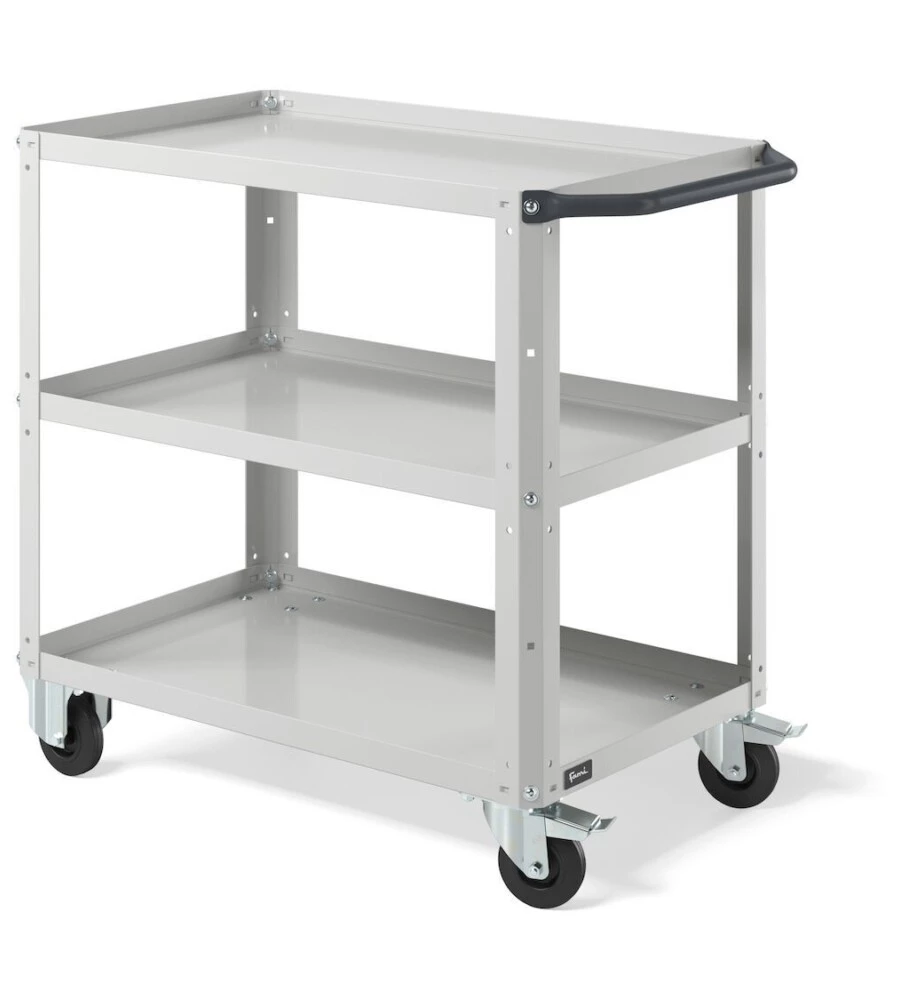 Carrello da officina fami "clever small" con tre ripiani in acciaio grigio 90,8x51,5x81,9 cm