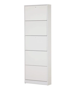 Scarpiera bianca con 5 ante, 62x182x18 cm