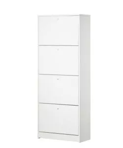 Scarpiera bianca con 4 ante, 62x158x29 cm