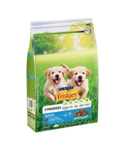 Crocchette per cani purina friskies 'junior' cuccioli di tutte le taglie con pollo e verdure 1,5 kg
