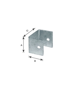 Supporto a "u" per travi 90 x 90 x 91 spessore 3 mm.