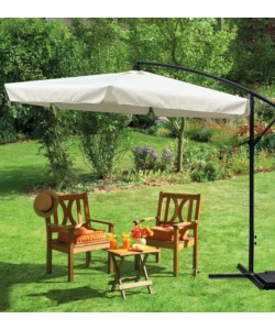 Ombrellone da giardino quadrato con braccio laterale eurogarden in poliestere ecrÙ 3x3 m