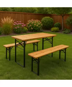 Set birreria da giardino pieghevole eurogarden in legno 200x70 cm