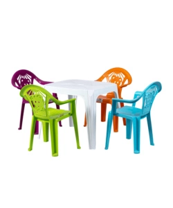 Tavolo per bambini "baby dady" in polipropilene bianco 48x56x45 cm