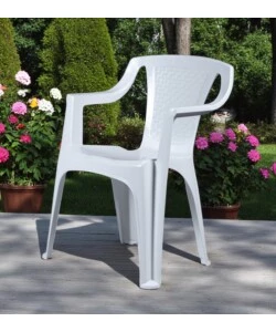 Sedia da esterno con schienale basso "luna" in polipropilene bianco 56x52x77 cm