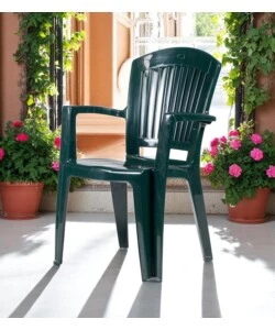 Sedia da giardino con schienale medio "comfort vega" in polipropilene verde 58x61x90 cm