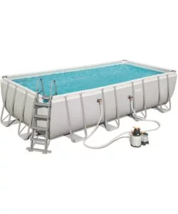 Piscina fuori terra rettangolare bestway "power steel frame" 549x274x122 cm con pompa, scaletta, cover e chemconnect - cod. 56466