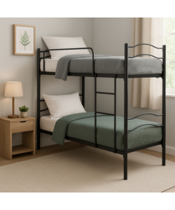 Letto a castello smontabile in metallo nero 203x145,5x83 cm