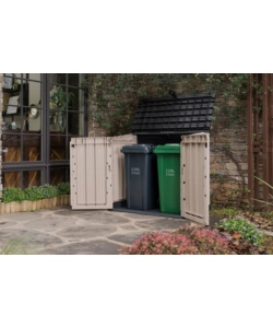 Portattrezzi multiuso keter "store it out midi" in resina beige 132x71,5x113,5 cm