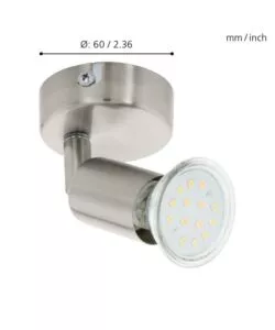 Faretto a parete da interno eglo 'buzz led' grigio 3000k