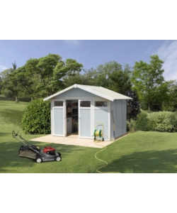 Casetta da giardino in pvc grosfillex "utility 7" grigio-azzurro e bianco 370x298x250 cm - cod. 22807137