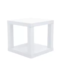 Cubo multifunzione tavolino e comodino in mdf e pvc bianco 40x40x38 cm