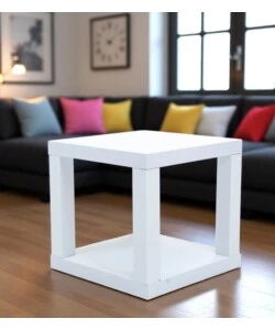 Cubo multifunzione tavolino e comodino in mdf e pvc bianco 40x40x38 cm