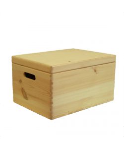 SCATOLA MULTIUSO CON COPERCHIO "WOOD BOX" IN LEGNO MARRONE CHIARO, 40X30X23 CM