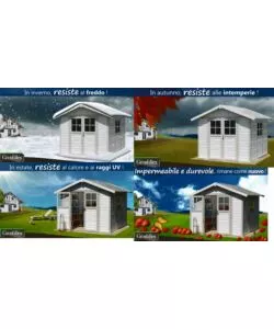 Casetta da giardino in pvc grosfillex "deco 11" grigio scuro e bianco 370x407x250 cm - cod. 23011276