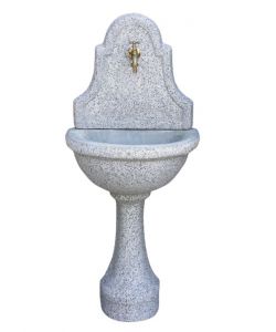 FONTANA A MURO 'DRAVA' SABBIATA IN CEMENTO COLORE GRIGIO - 53x35x120 CM