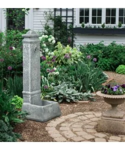 Fontana da giardino vedovella kam "isernia"  in cemento anticato grigio, 29,8x26x79 cm