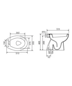 Vaso wc a terra in ceramica 'serie idro' bianco