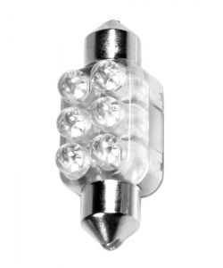 LAMPADA SILURO 6 LED 12V - 13X35 MM - SV8,5-8 - 1 PZ  - SCATOLA - BIANCO  58429