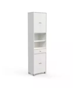 Mobile colonna "bikini" con cassetto e ante bianco, 50,5x196x33 cm