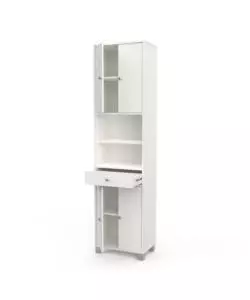 Mobile colonna "bikini" con cassetto e ante bianco, 50,5x196x33 cm