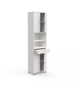 Mobile colonna "bikini" con cassetto e ante bianco, 50,5x196x33 cm
