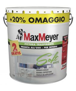 PITTURA TRASPIRANTE PER INTERNI PRONTA ALL'USO SOFT WHITE 10LT + 2LT OMAGGIO - MAX MEYER