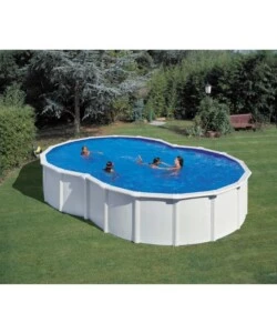 Piscina fuori terra a forma di otto gre "varadero" in acciaio colore bianco 640x390x120 - cod. kitprov6270