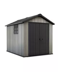 Casetta da giardino keter 'oakland 759' in duotech colore grigio con porta battente doppia 229x287x242 cm