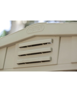 Casetta da giardino keter "factor 6x6" in resina colore beige con porta battente doppia 178x195,5x208 cm