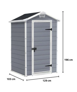 Casetta da giardino keter 'manor 4x3' in resina colore grigio con porta battente singola 129x103x196 cm