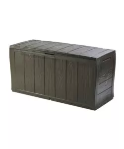 Baule da esterno keter 'sherwood' in resina marrone effetto legno 270 lt 117x45x58 cm