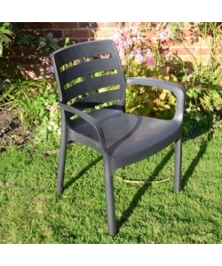 Sedia da esterno con braccioli "borneo" in polipropilene antracite 60,5x54x82 cm