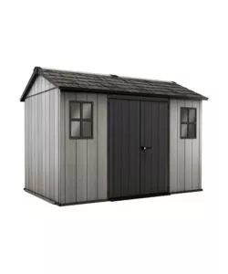 Casetta da giardino keter 'oakland 1175sd' in duotech colore grigio con porta battente doppia 350x229x254 cm