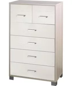 Cassettiera 4+2 cassetti olmo e bianco, 70x112x41 cm