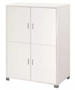 Mobile multiuso 4 ante bianco fiammato, 107x41x162 cm