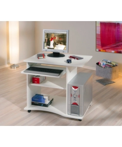 Mini ufficio con ruote bianco, 80x75x50 cm