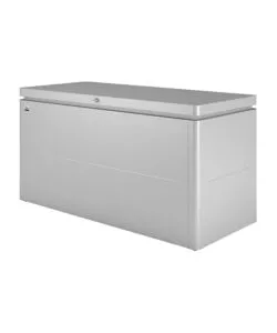 Baule da esterno impermeabile biohort 'loungebox 160' in acciaio zincato argento metallizzato 850 lt 160x70x83,5 cm - cod. 64065