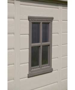 Casetta da giardino keter "factor 8x6" in resina colore beige con porta battente doppia 256,5x182x243 cm