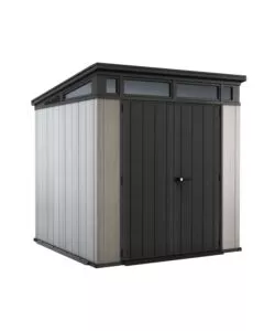 Casetta da giardino keter 'artisan 7x7' in duotech colore grigio con porta battente doppia 214x218x226 cm