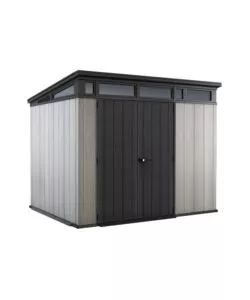 Casetta da giardino keter 'artisan 9x7' in duotech colore grigio con porta battente doppia 277x218x226 cm