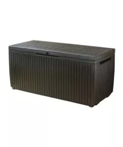 Baule da esterno keter 'springwood' in resina marrone effetto legno 305 lt 123x54x57 cm