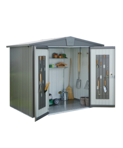 CASETTA EUROPA IN ACCIAIO ZINCATO "3" GRIGIO QUARZO CON PORTA A DUE BATTENTI 244 X 156 X 203H - BIOHORT. 22030